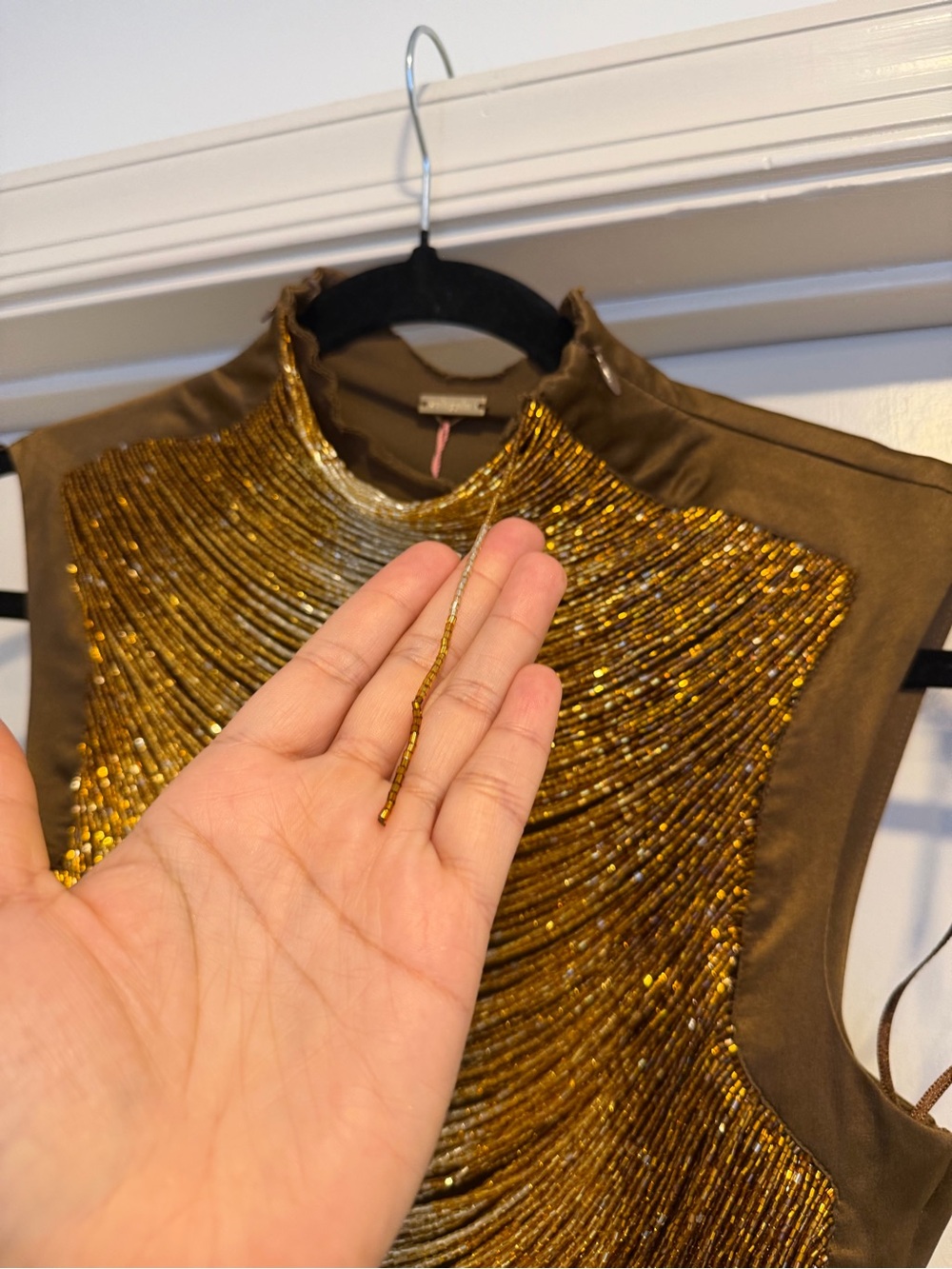 Cult Gaia Taraji Gold Beaded High-Neck Top Size Small NEW! New with tags! - Picture 5 of 14